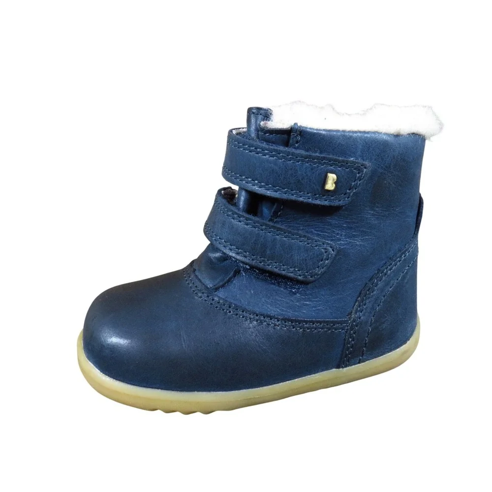 Bobux Aspen Unisex Baby Winter Boot Size 18 EU Cold Weather Navy Blue Leather